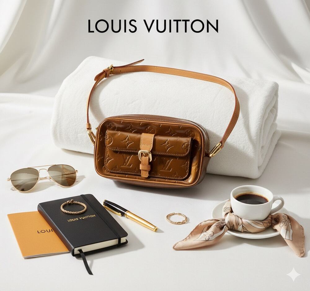 Authenticated Louis Vuitton Christie MM Crossbody in Bronze